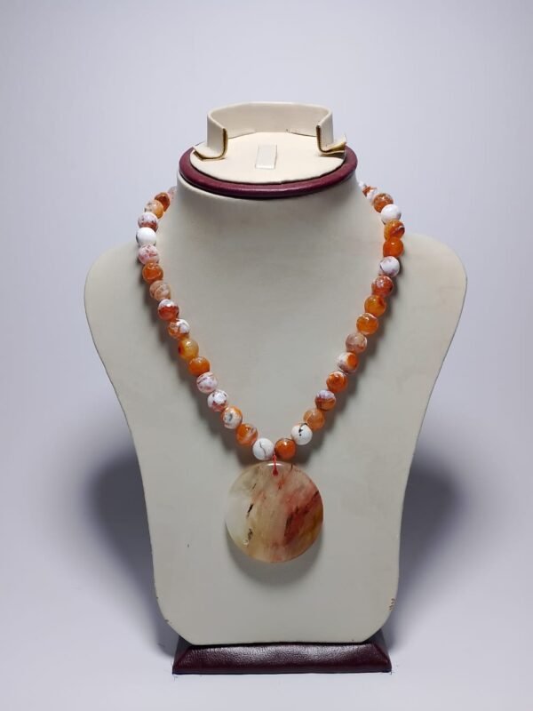 IMG-20240628-WA0035 Yemenite Agate necklace featuring a rare white and red gemstone, with pendant of red Suleimani agate